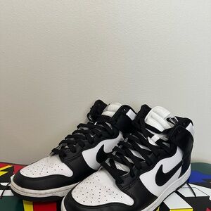 Nike Black and White Dunk High Sneakers